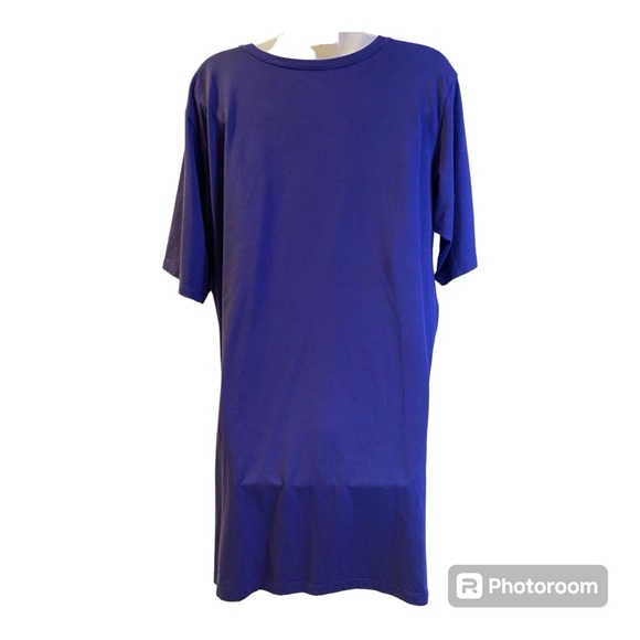 Eileen Fisher Cotton Blend T- Shirt Dress Oversized Fit Short Sleeve Navy L - Picture 3 of 11
